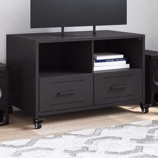 Berkfield Home Industrial Black Metal TV Cabinet W: 68 cm, D: 39 cm, H: 43.5 cm – 1