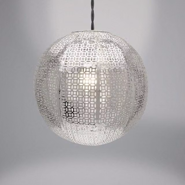 Country Club Nouveau Cadiz Modern Silver Sphere Suspended Metal Ball Light Fitting