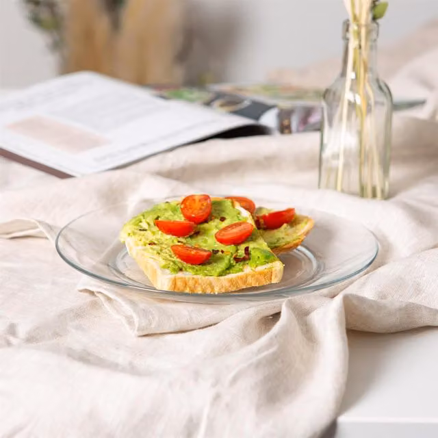 Duralex Glass Dinner Plates, Transparent and White, Diameter: 23.5 cm, Pack of 6