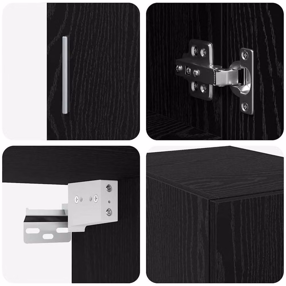 Berkfield Home Slim Storage Cabinet in Black Oak, W: 30 cm, D: 42.5 cm, H: 225 cm – 4