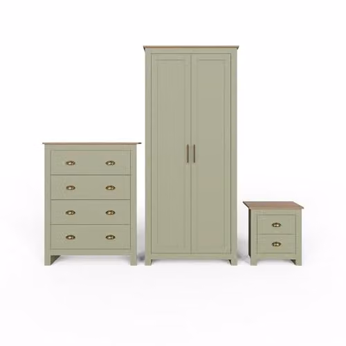 GFW Lancaster 3 Piece Bedroom Furniture Set in Green and Oak – 2