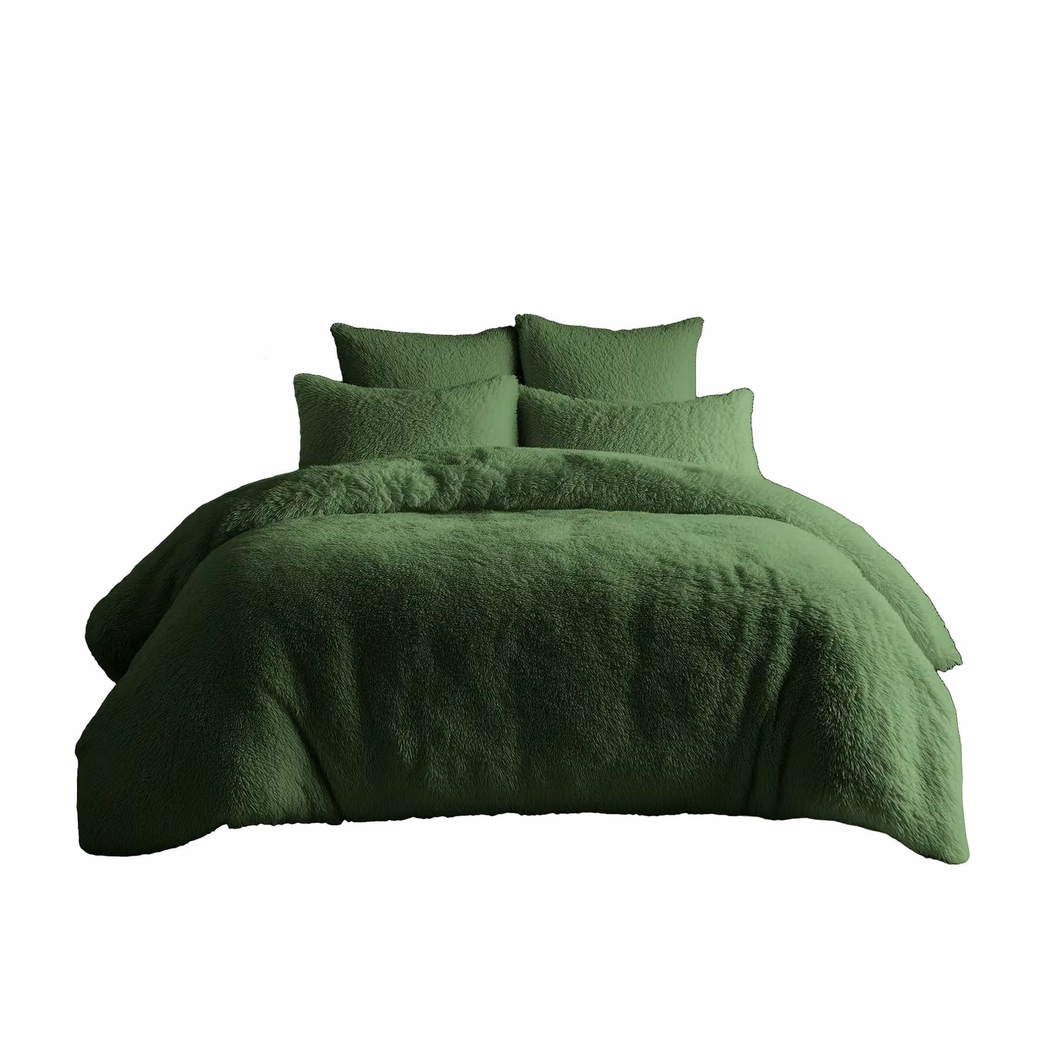 Home Sweet Home UK Teddy Bear Fleece Duvet Cover and Pillowcase Set in Green, Single – 2
