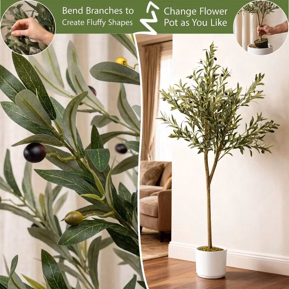 PAWNORA Artificial Green Olive Tree, 150 cm Tall – 2