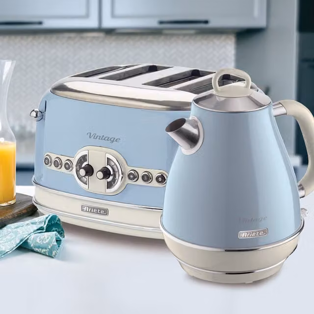 Ariete Blue Jug Kettle 1.7L and 4 Slice Toaster Set