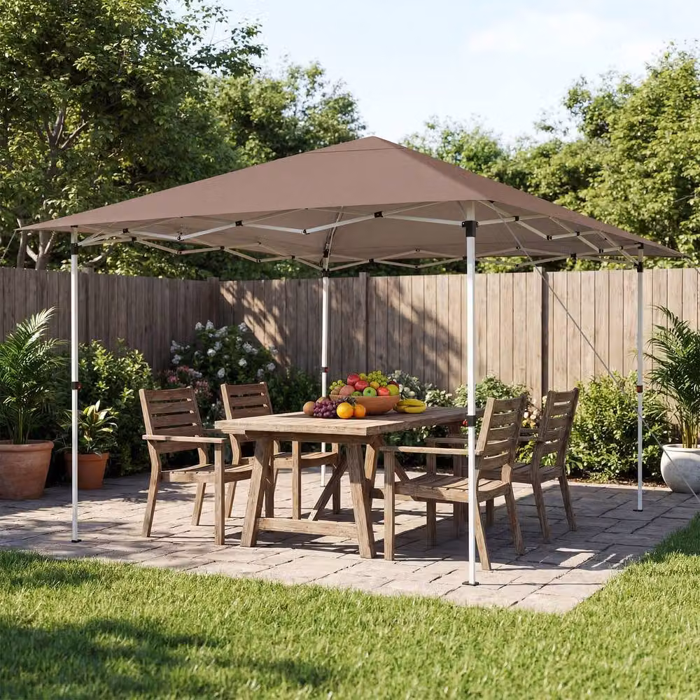 Gymax 3.5m Commercial Pop Up Canopy Instant UPF50+ Tent in Brown – 4