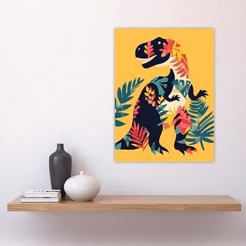Artery8 Boho Botanical T Rex Dinosaur Wall Art Poster Print, Multicolour, W: 46 cm, H: 61 cm – 4