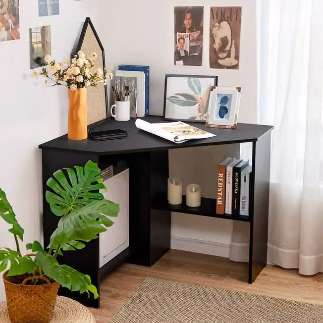 FORGEVIO Modern Corner Computer Desk in Black – 1
