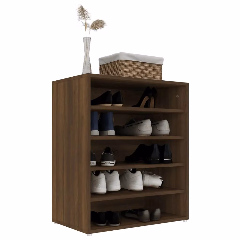 Berkfield Home Modern Oak Shoe Cabinet in Brown, W/D/H: 60 x 35 x 70 cm – 4