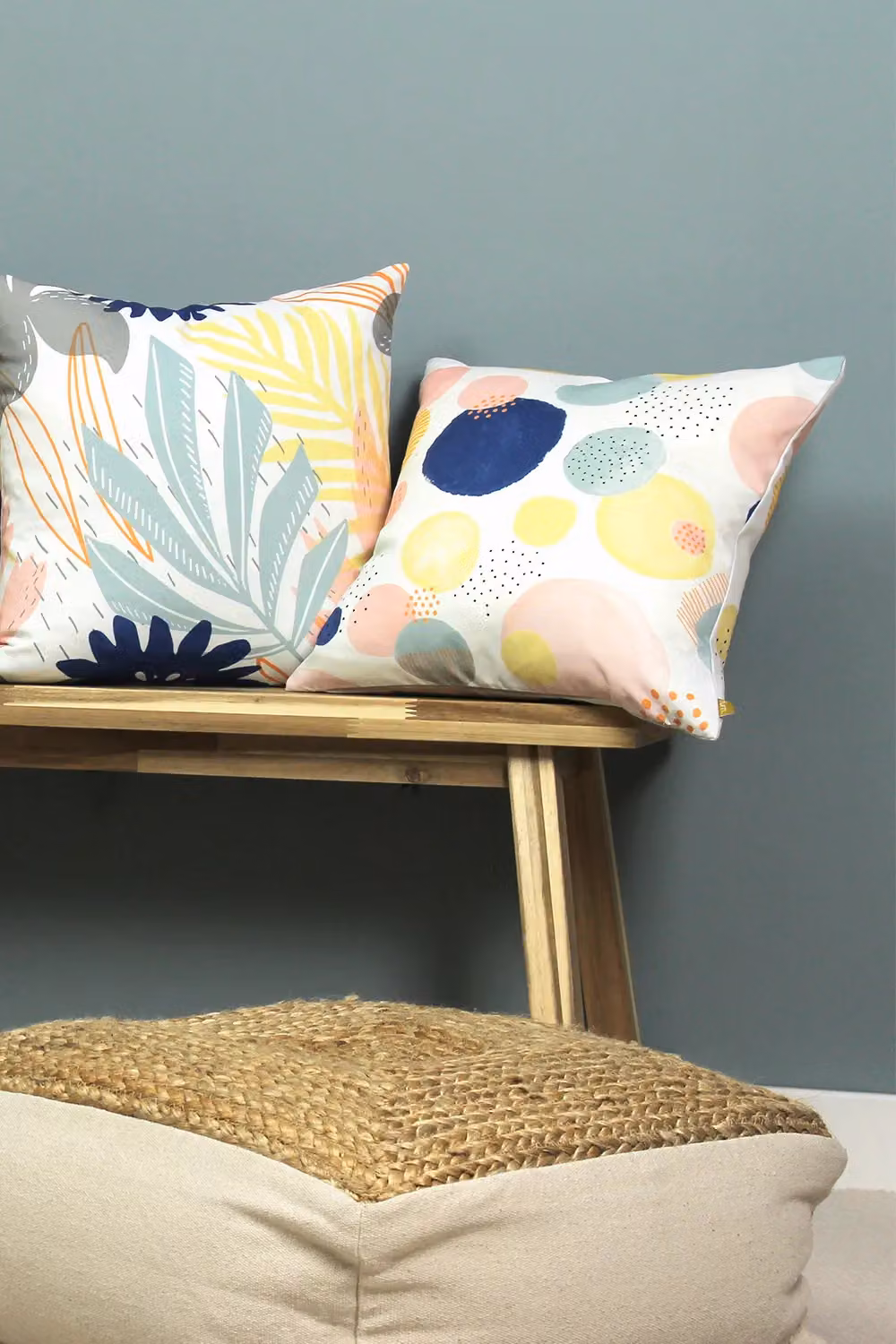 Furn Dottol Multicolour Geometric Dotted Square Polyester Cushion, W/D/H: 43 x 43 x 43 cm – 3