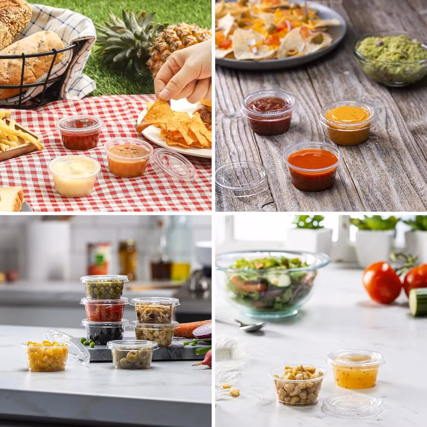 ECONX 1oz Clear Plastic Portion Pots with Snap Lids for Sauce and Dips, 1000 Pack – 4