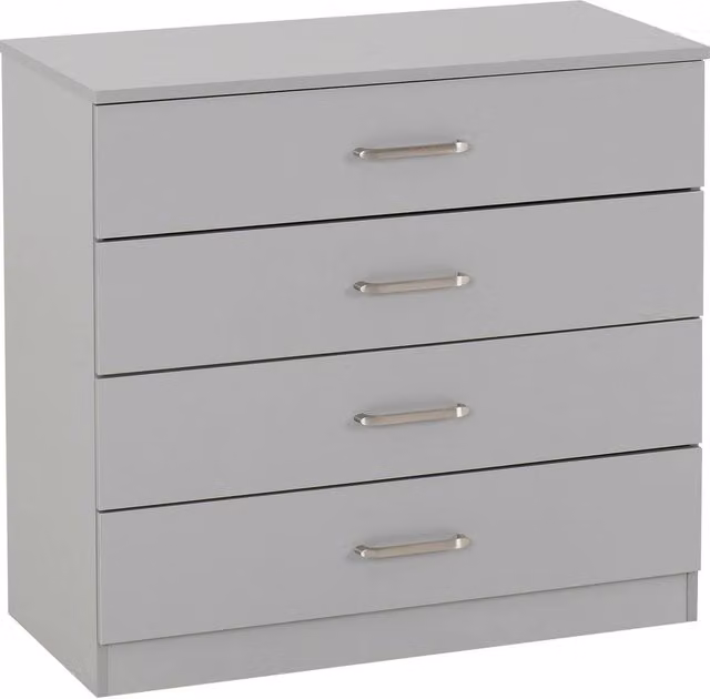 FORGEVIO Modern Metal 4 Drawer Bedroom Storage Chest in Matt Light Grey
