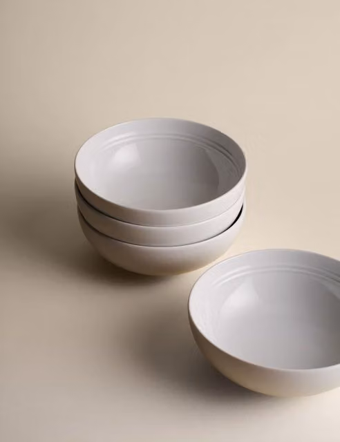 M&S Set of 4 Marlowe White Porcelain Cereal Bowls