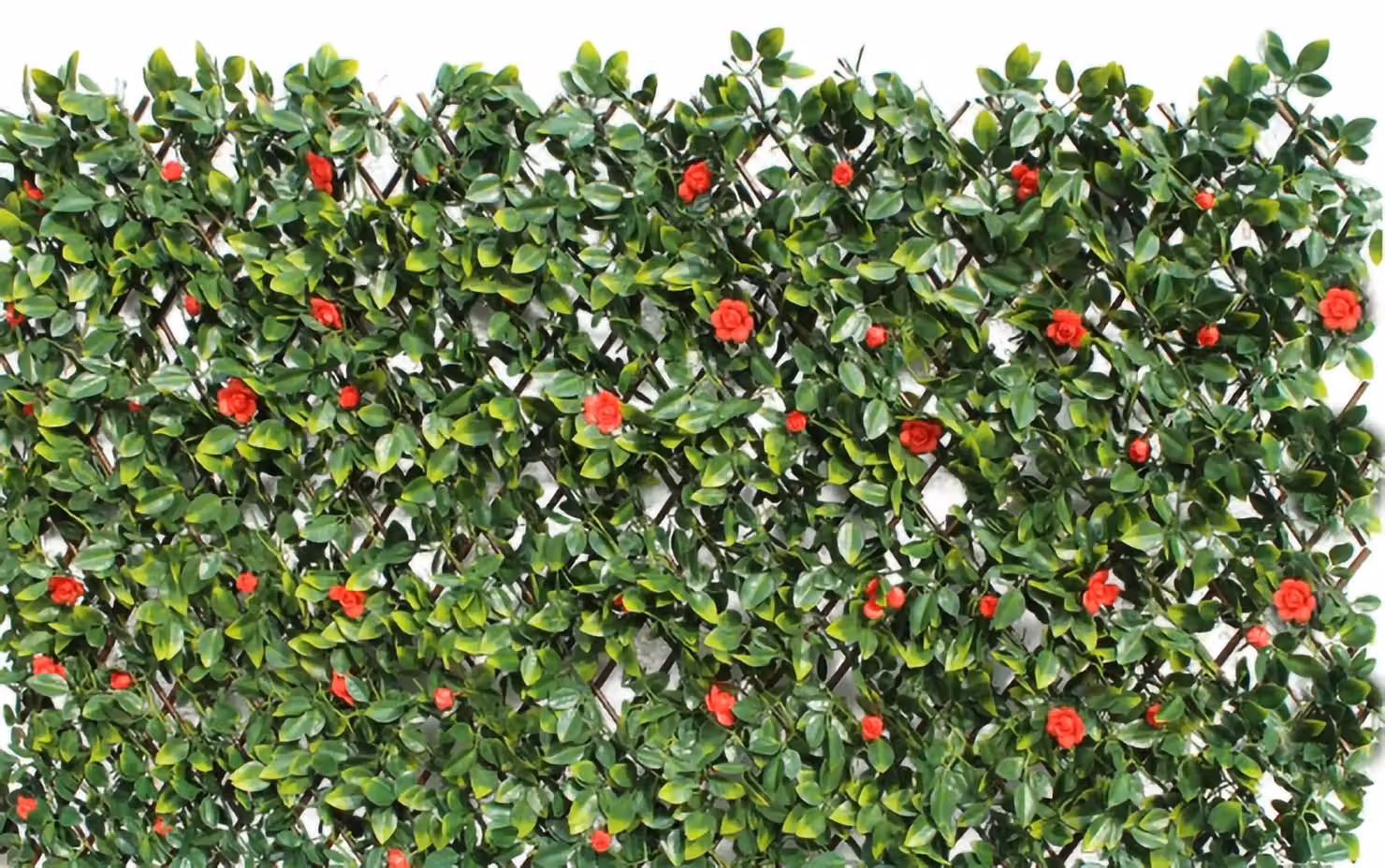 Primrose Red and Green Artificial Hedge Woven Wall-Mounted Screening, W: 100 cm, H: 200 cm – 3