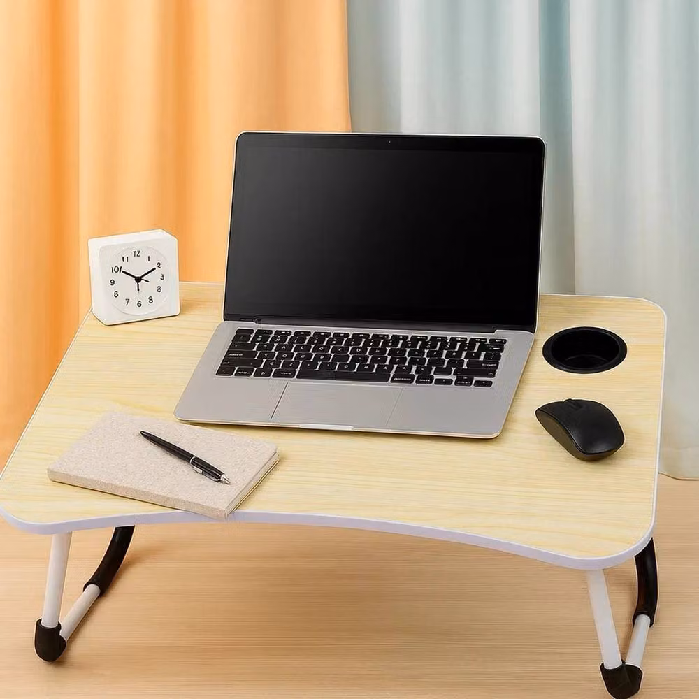 Kelvenix Oak Wood Foldable Laptop Table in Brown, W/D/H: 60 x 40 x 26 cm – 2