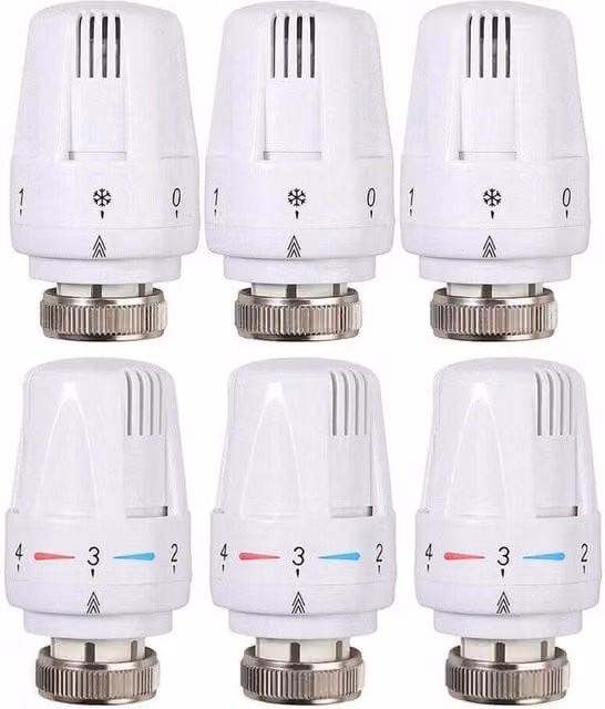 PAWNORA Radiator Thermostatic Heater Control Head, 6 Piece Set, White – 1