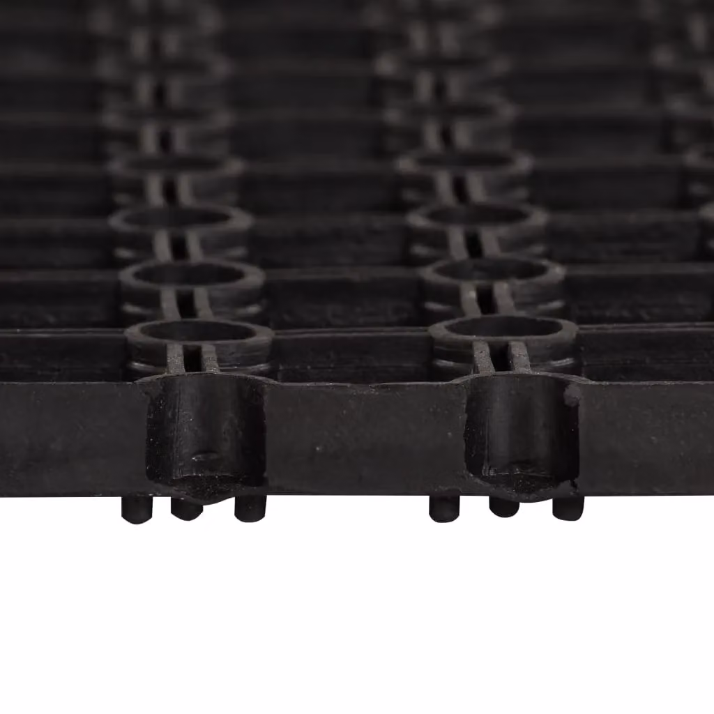 Berkfield Home Rectangular Rubber Door Mat, Black, W: 60 cm, D: 40 cm – 2