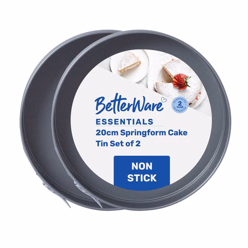 Betterware Essentials Non-Stick Round Springform Cake Tins, Silver, 2 x 22 cm – 2