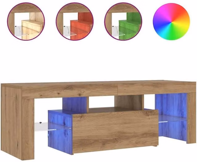 Berkfield Home Artisan Oak TV Cabinet with LED Lights, Brown, W: 120 cm, D: 40 cm, H: 36.5 cm