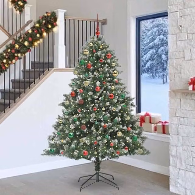 Berkfield Home Artificial Green Christmas Tree with Stand, H x W x D: 240 x 160 x 160 cm
