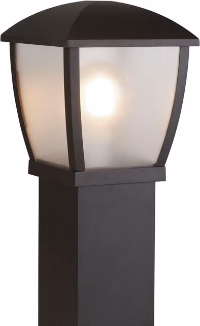 Seattle Post Black Metal Garden Floor Lamp with Transparent Polycarbonate Panel