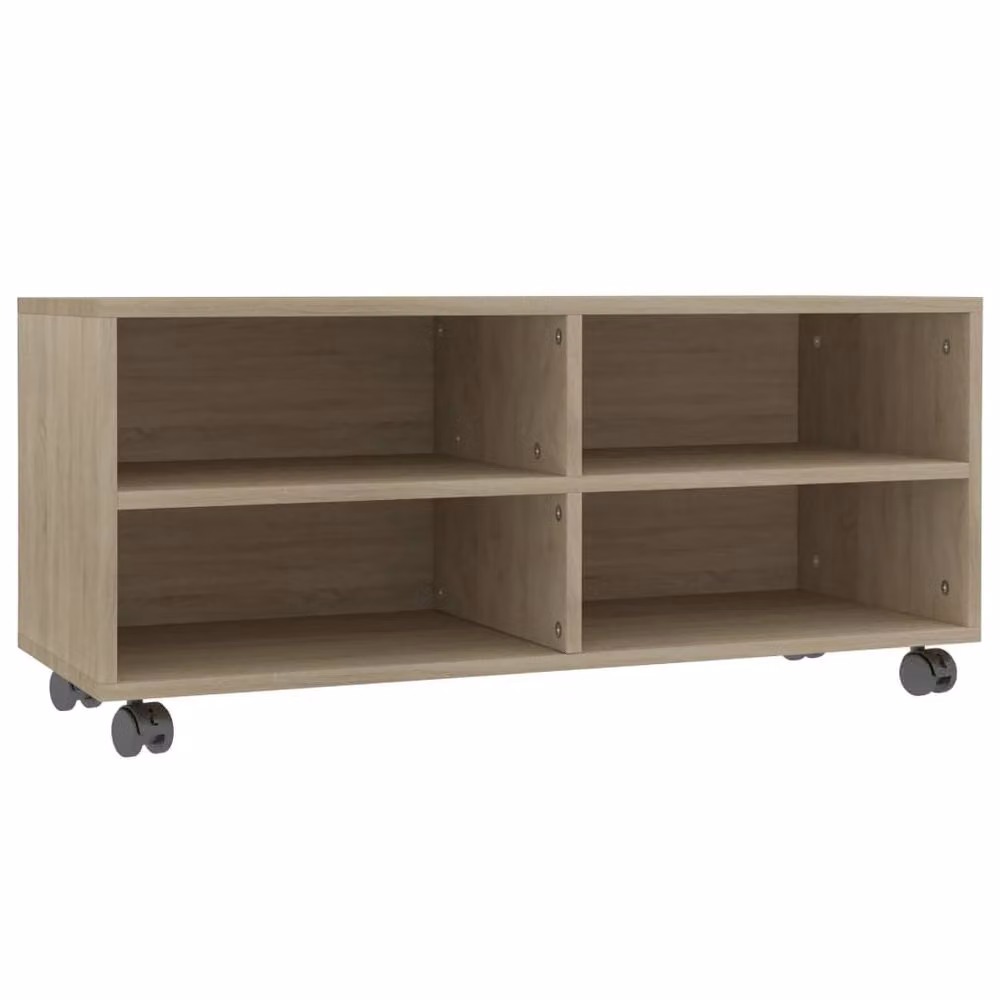 Berkfield Home Sonoma Oak TV Cabinet in Brown with Castors, W/D/H: 90 x 35 x 35 cm – 3