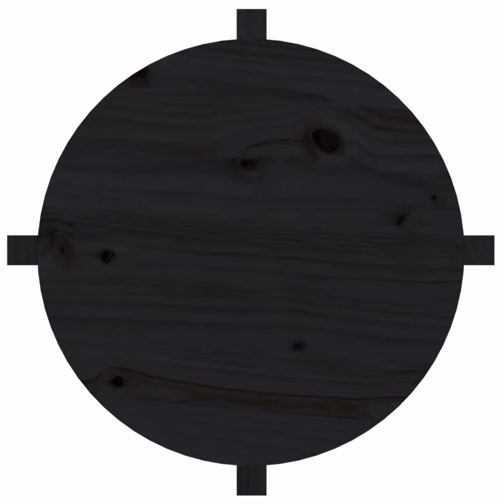 Berkfield Home Black Round Solid Pine Wood Coffee Table W: 62.5 cm, H: 45 cm – 5