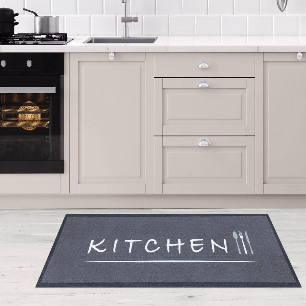 The Rug Shop UK Grey Modern Graphic Washable Mat, W: 50 cm, D: 75 cm – 2