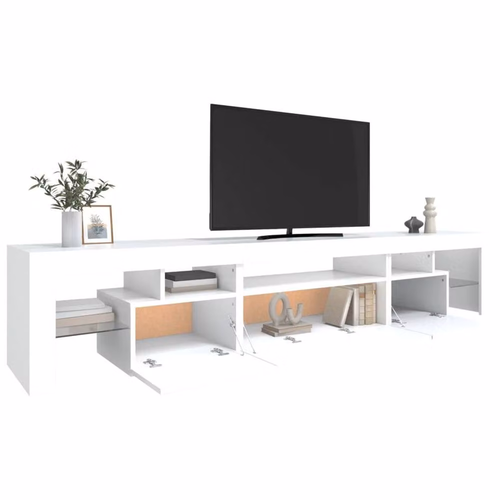 Berkfield Home Modern TV Cabinet with LED Lights in White, W: 215 cm, D: 36.5 cm, H: 40 cm – 2