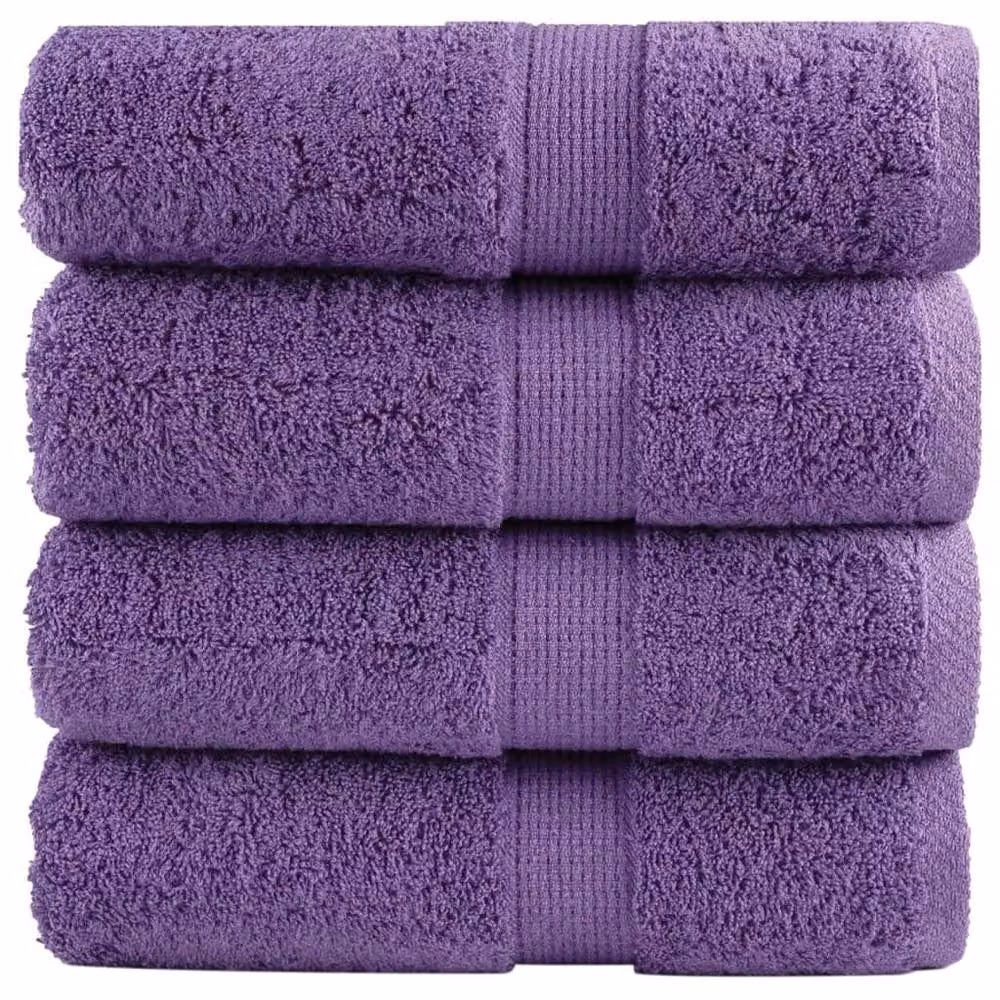 Berkfield Home SOLUND Premium Cotton Soap Towels, Purple, 4 Pack, W/D/H: 30 x 30 x 30 cm, 600 gsm – 2