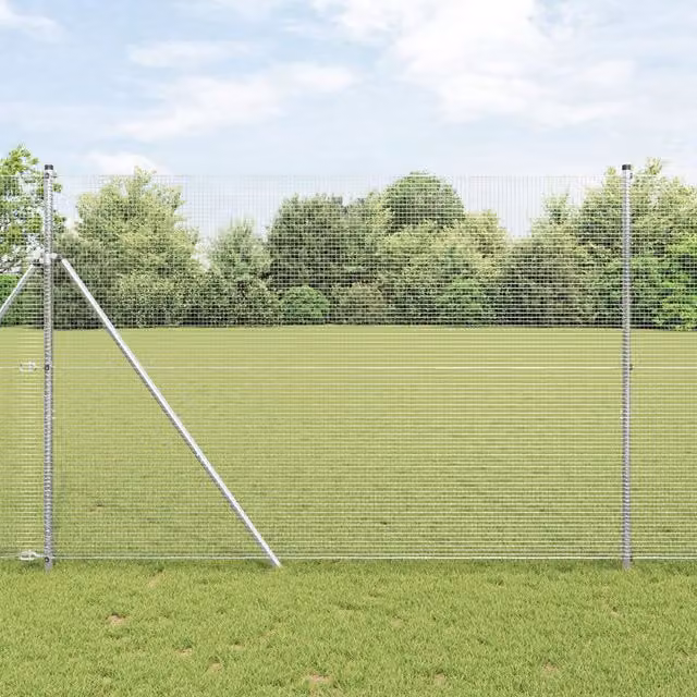 Berkfield Home Galvanised Steel Welded Wire Fence in Silver, H: 1.5 m x W: 50 m