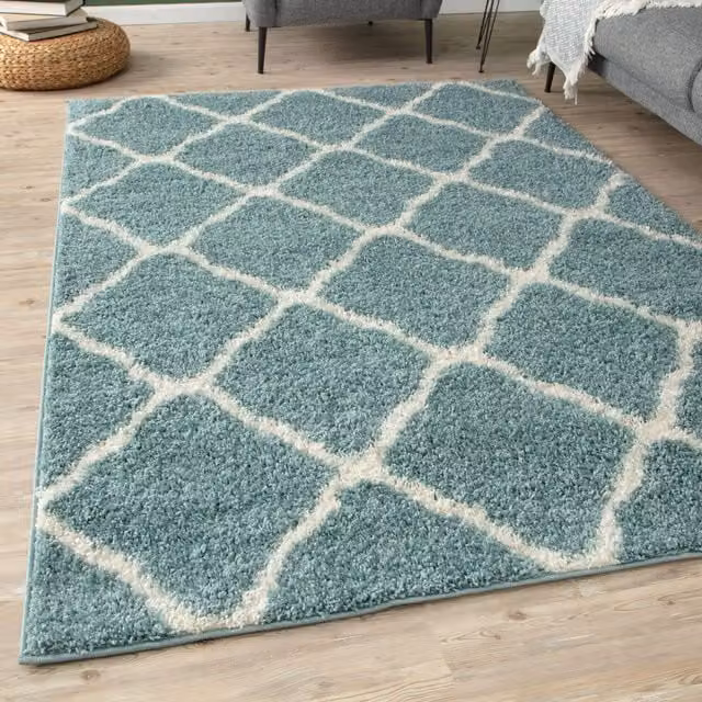 Myshaggy Moroccan Design Rug in Duck Egg Blue, W: 180 cm, L: 270 cm