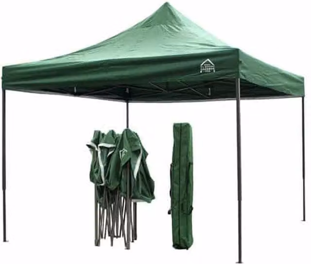 All Seasons Gazebos 3x3 Pop Up Gazebo in White and Green with Steel Frame