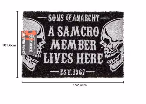 Sons Of Anarchy Pyramid Coir and PVC Door Mat in Black and White, W: 60 cm, D: 40 cm – 2