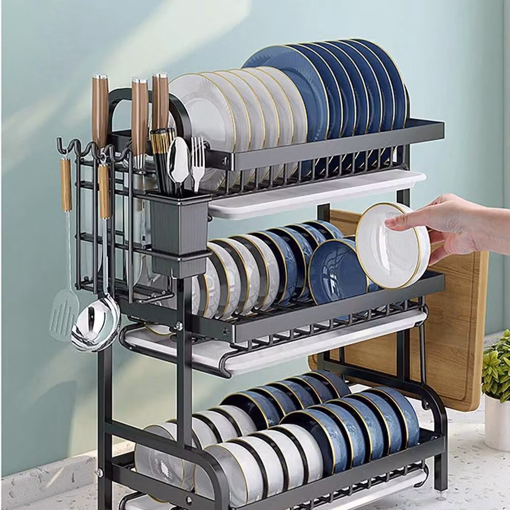 SPETLEK 3 Tier Kitchen Sink Dish Drainer Rack in Black – 2