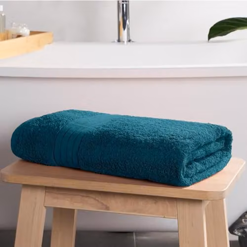 OHS 2 Pack of Fluffy 100% Cotton Petrol Blue Bath Sheets – 6