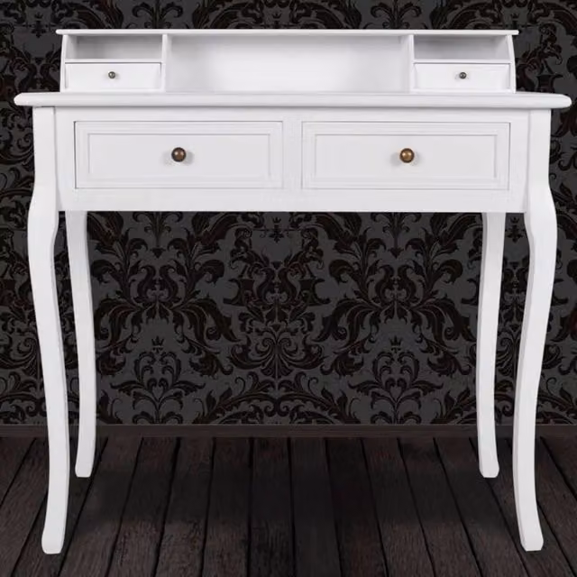 Berkfield Home Modern Lacquered White Wood Vanity Makeup Table