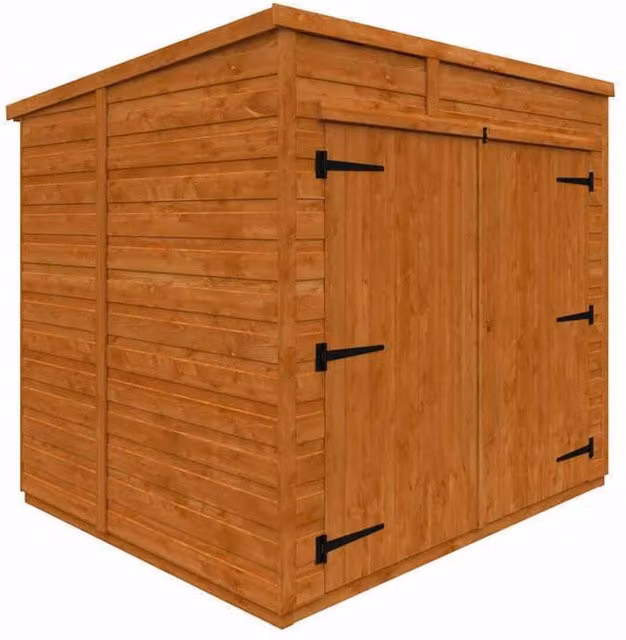 Buttercup Farm Pent Bike Store Lean-to Garden Cabinet in Orange and Grey, W: 150 cm, D: 150 cm, H: 179.1 cm