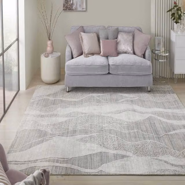 The Rug Shop UK Grey Modern Abstract Viscose Area Rug W: 170 cm, D: 240 cm – 1