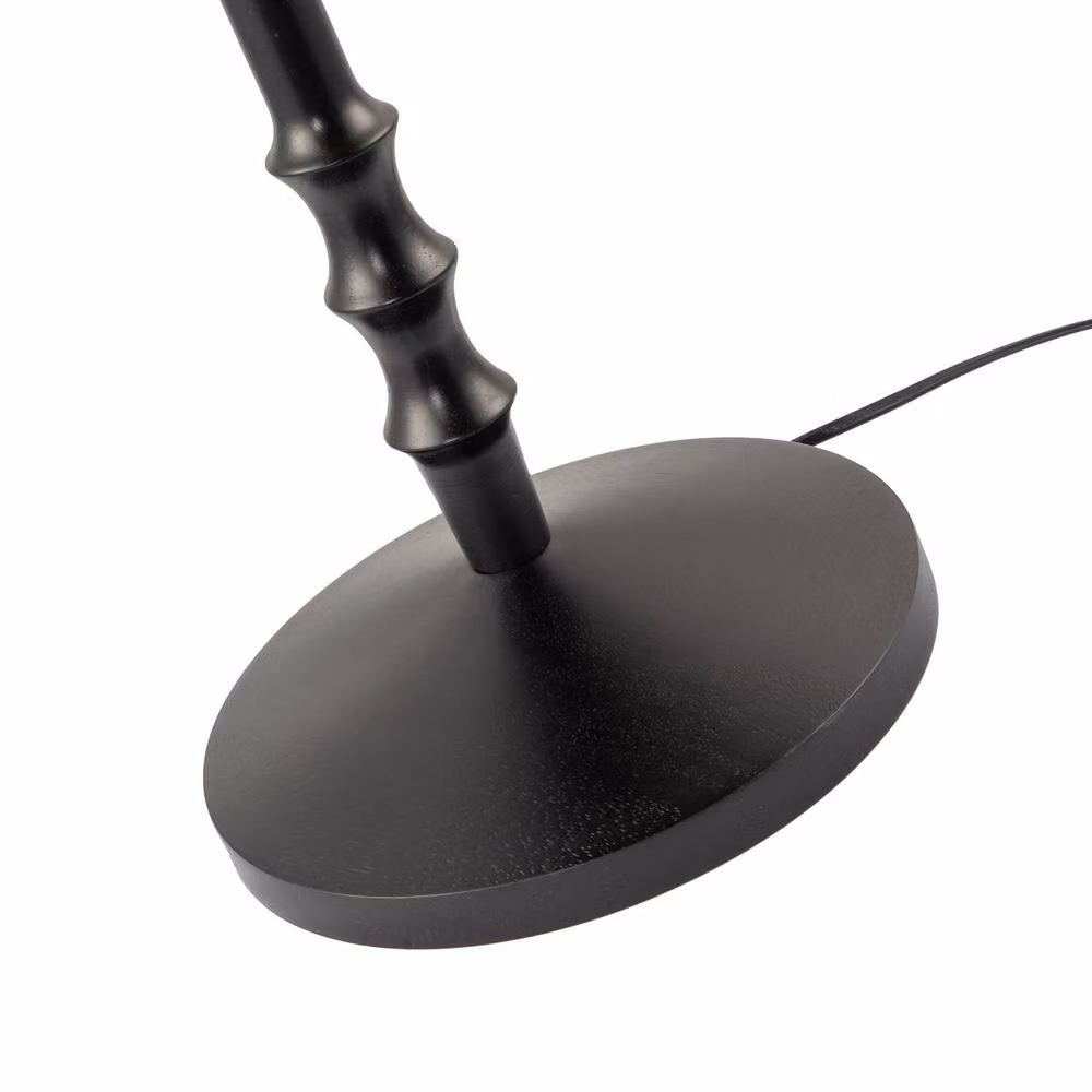 Happy Homewares Classic Black Wood Floor Lamp Base with Reeded Stem Design, Height: 140 cm – 2