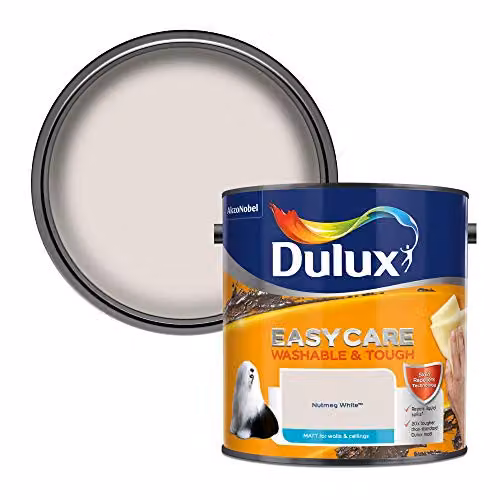 Dulux Easycare Washable and Tough Matt Emulsion Paint for Walls and Ceilings, Nutmeg White, 2.5L