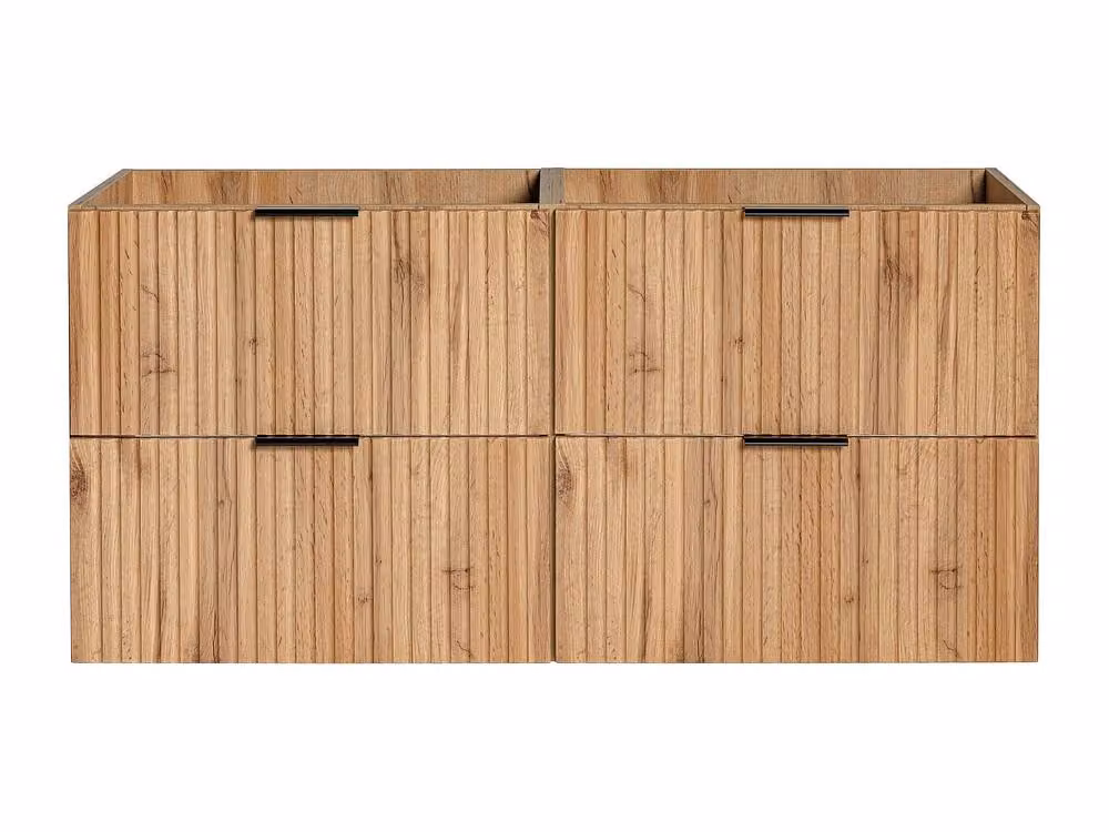 Vente-unique Wall-Mounted Striped Vanity Unit in Light Oak, W: 120 cm, D: 46 cm, H: 57 cm – 2