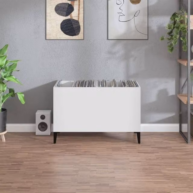 Berkfield Home Record Cabinet in White, W/D/H: 74.5 x 38 x 48 cm – 1