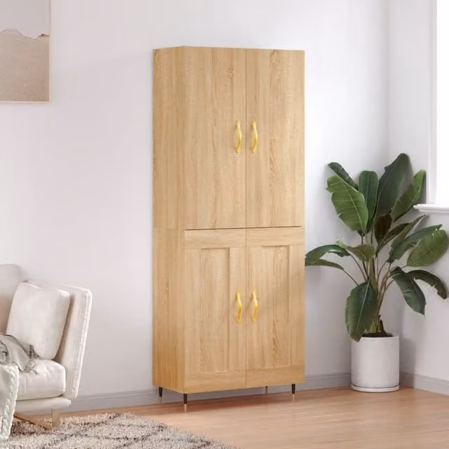 Berkfield Home Sonoma Oak Highboard in Brown, W/D/H: 69.5 x 34 x 180 cm