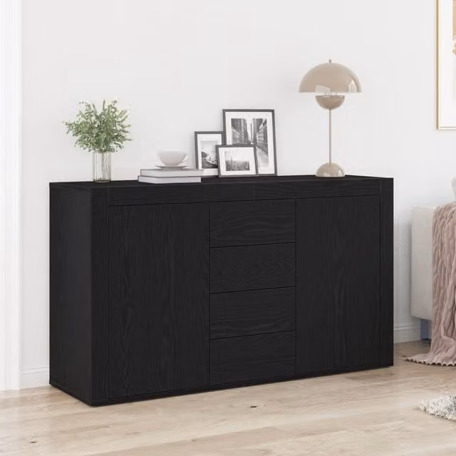 Berkfield Home Modern Sideboard in Black Oak and Anthracite, W/D/H: 120 x 36 x 69 cm – 1