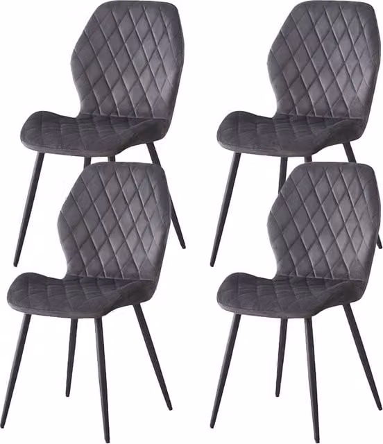 SONARA Modern Velvet Dining Chairs Set of 4 with Ergonomic Curved Backrest in Grey