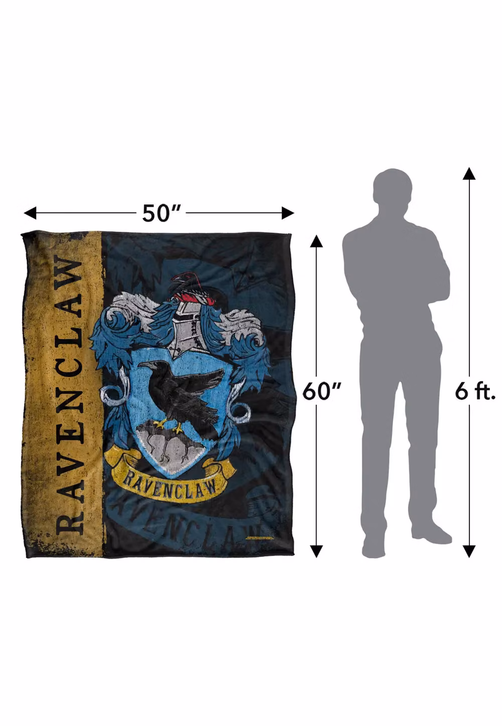 Warner Brothers Harry Potter Ravenclaw House Crest Fleece Throw Blanket, White and Multicolour, W/D/H: 152 x 127 cm – 8