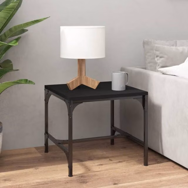 Berkfield Home Set of 2 Black Square Side Tables, W/D/H: 40 x 40 x 35 cm – 1