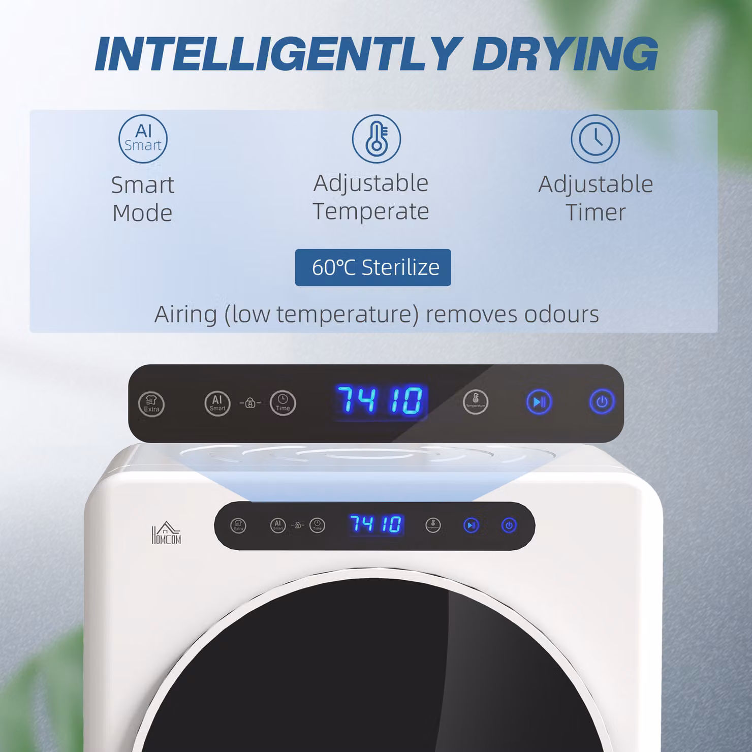 HOMCOM 8kg Vented Front Loading Tumble Dryer in White with Stainless Steel Tub and 6 Heat Settings – 4