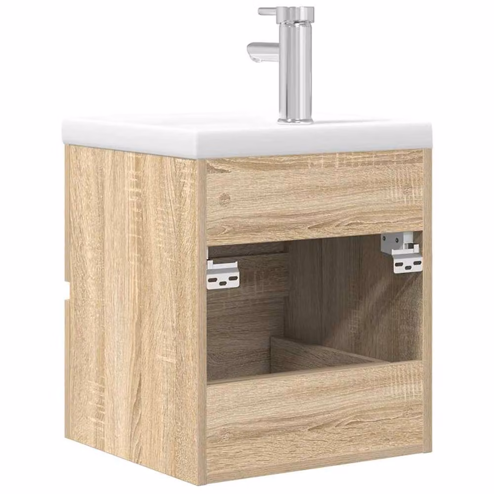 Berkfield Home 2 Piece Modern Bathroom Vanity Unit Set in Sonoma Oak and White – 2
