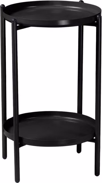 Pirlo Plush Round Black Metal Side Table